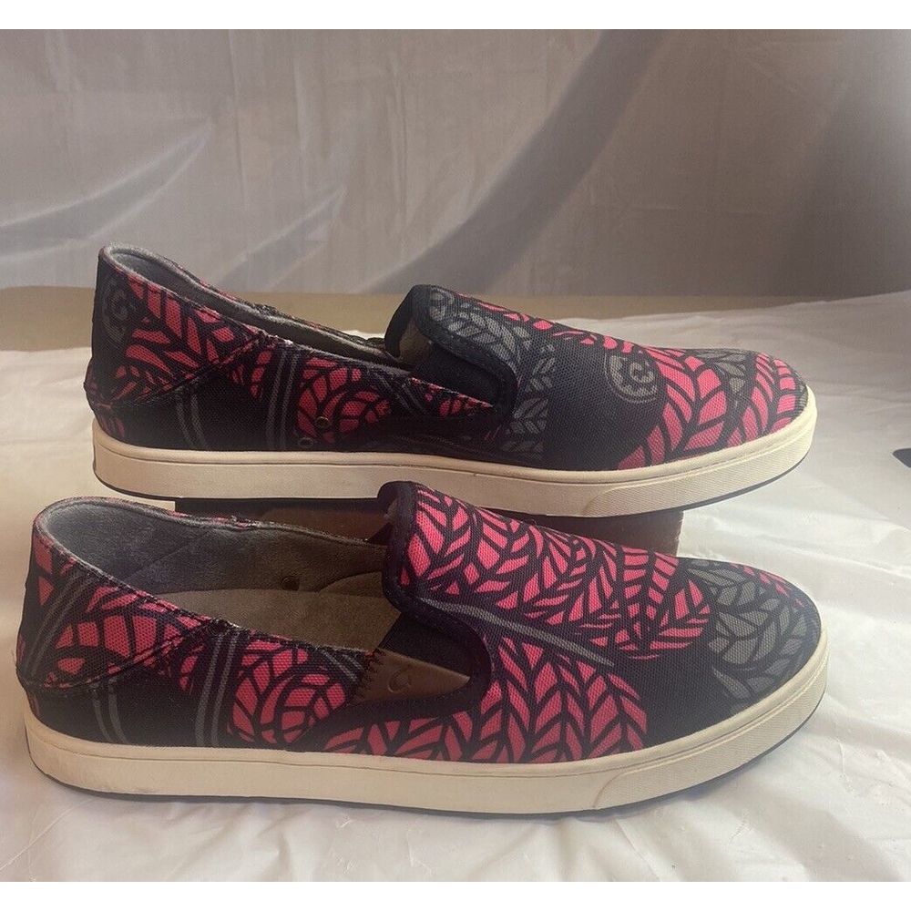 Men's Olukai Pow Wow Hot Pink & Gray Tribal Design Slip On Shoes-Size 10-Rare - Picture 2 of 16